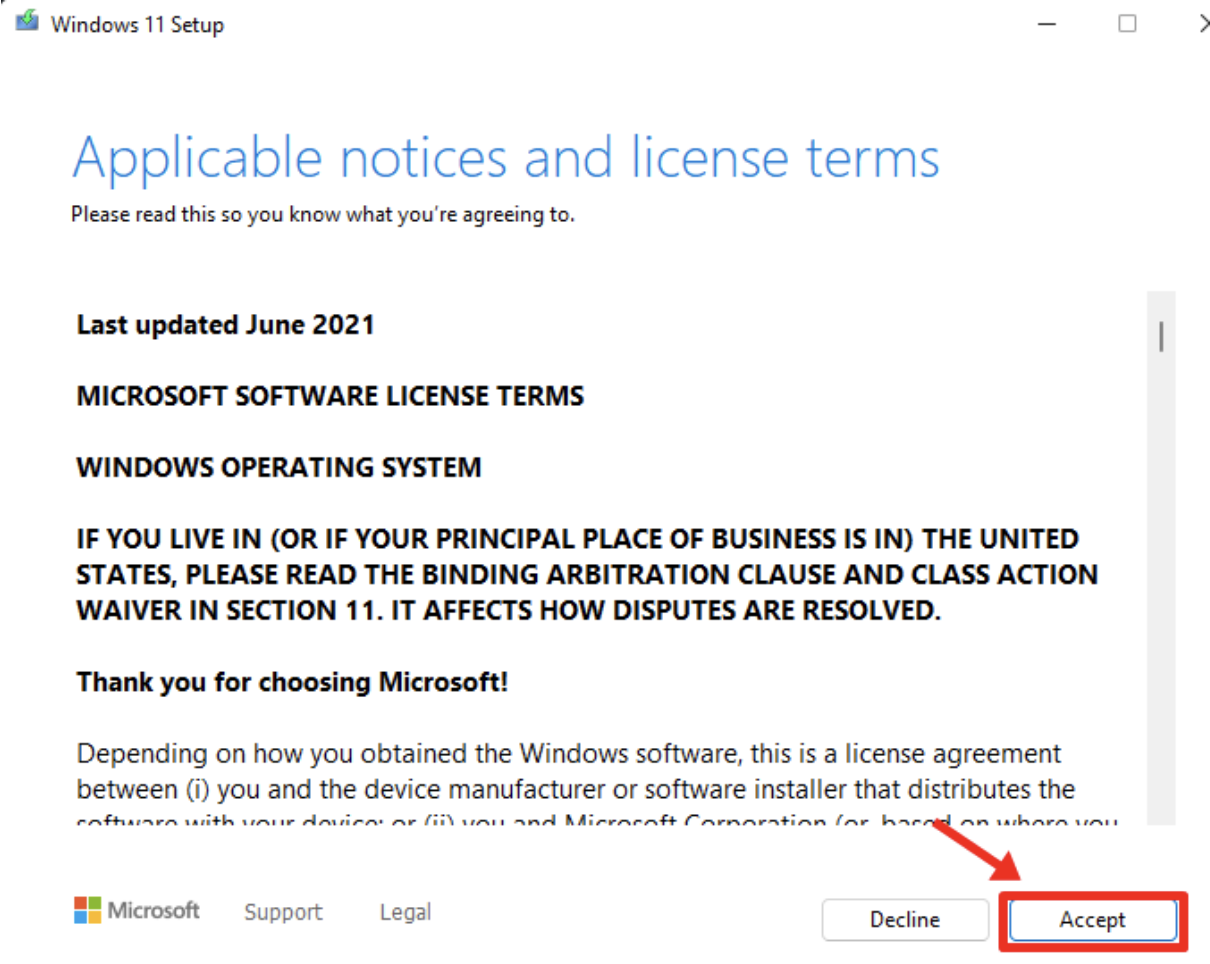 Windows 11 setup licenses